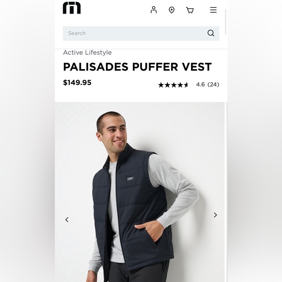 Travis Mathew Men's Gray Puffer Vest, Size XL - Picture 3 of 14